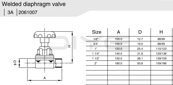 Stainless Steel Sanitary Diaphragm Valve